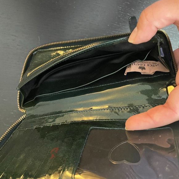 Vintage Juicy Couture Wallet Dark Green Leather & Gold Hardware Zip Wallet - Picture 9 of 10